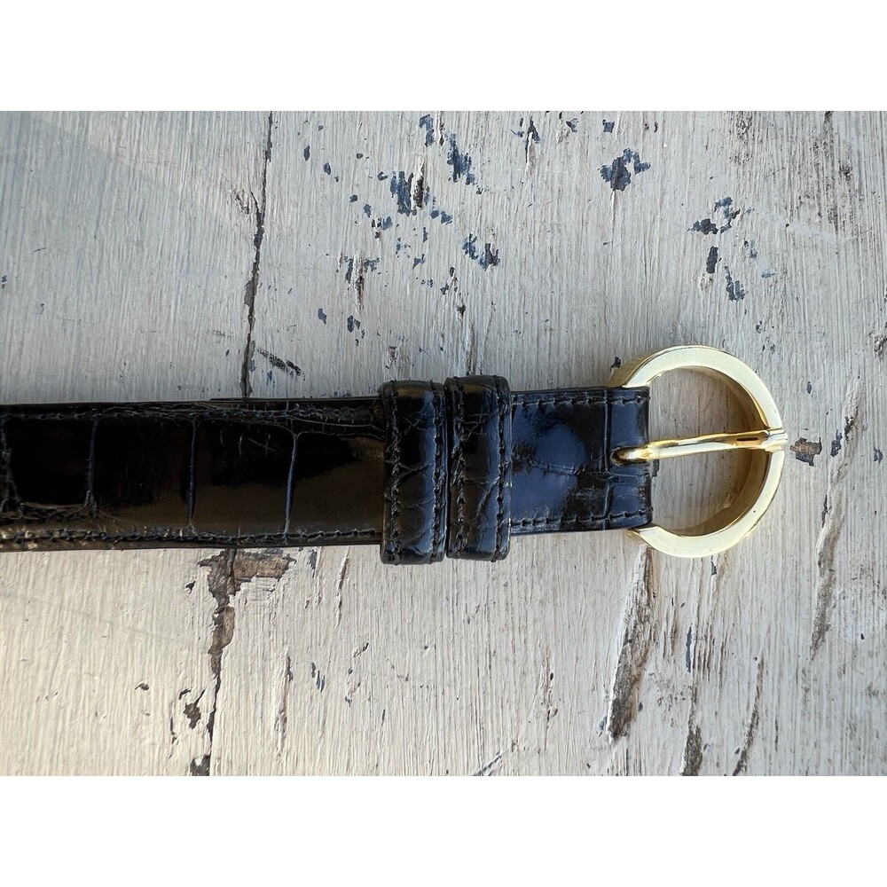 Lai Genuine Alligator Belt Sz S (27-31) W/Brass Buckle